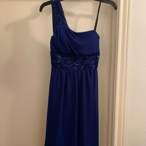 B Darlin Royal Blue One Shoulder Cocktail Dress